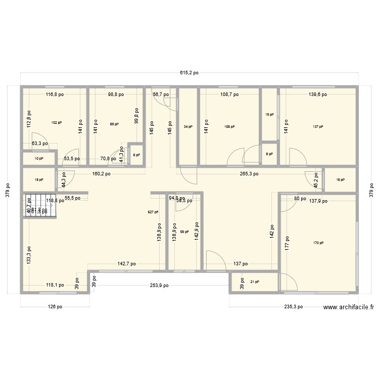 MAISON MAMAN. Plan de 17 pièces et 125 m2