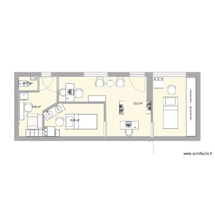 BP 3. Plan de 4 pièces et 37 m2