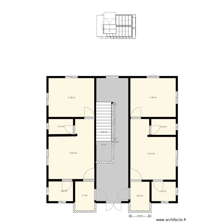 Plan Double Appartements Par Palier - Plan Dessiné Par ALCANIS