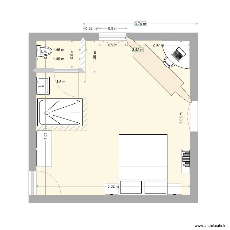 Chambre 2 V2. Plan de 0 pièce et 0 m2