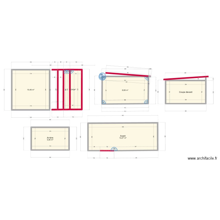 abri DOFR. Plan de 6 pièces et 49 m2