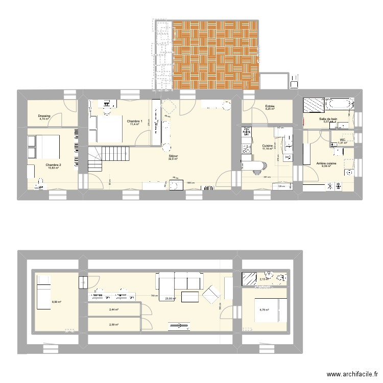 le Cluzeau. Plan de 18 pièces et 153 m2