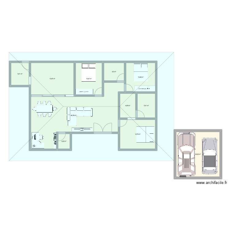 Casa Baraguabel 2. Plan de 11 pièces et 143 m2