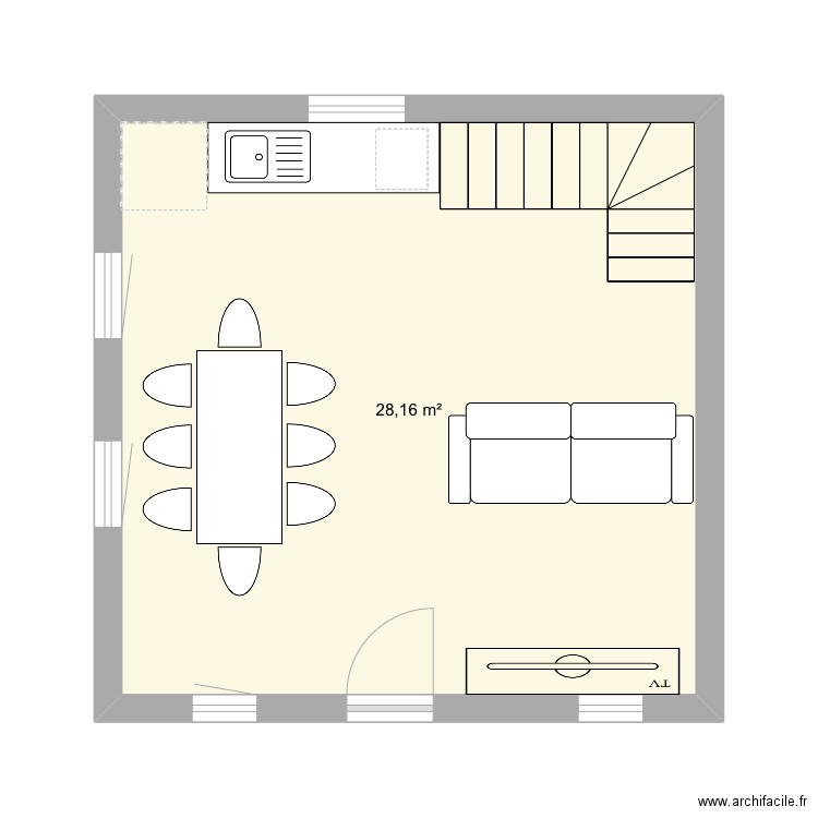 Lutin cabane. Plan de 1 pièce et 28 m2