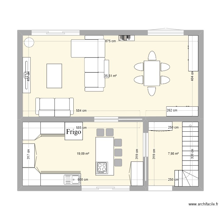 Maison Vauvert. Plan de 3 pièces et 63 m2