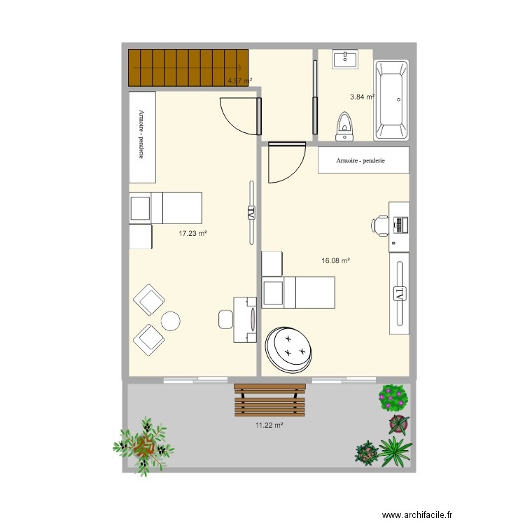 Plano con muebles. Plan de 0 pièce et 0 m2