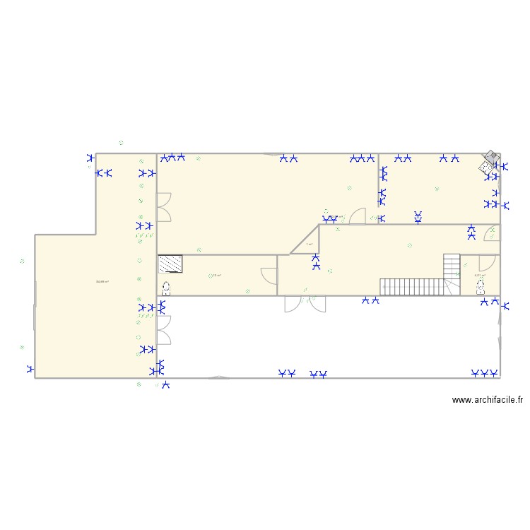 salon. Plan de 5 pièces et 175 m2