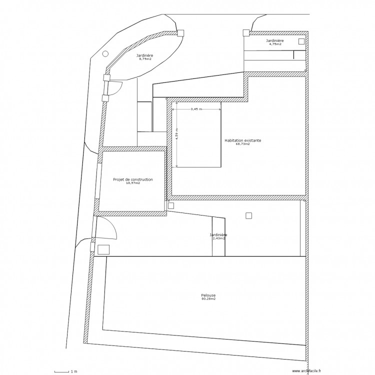 Plan de coupe. Plan de 0 pièce et 0 m2