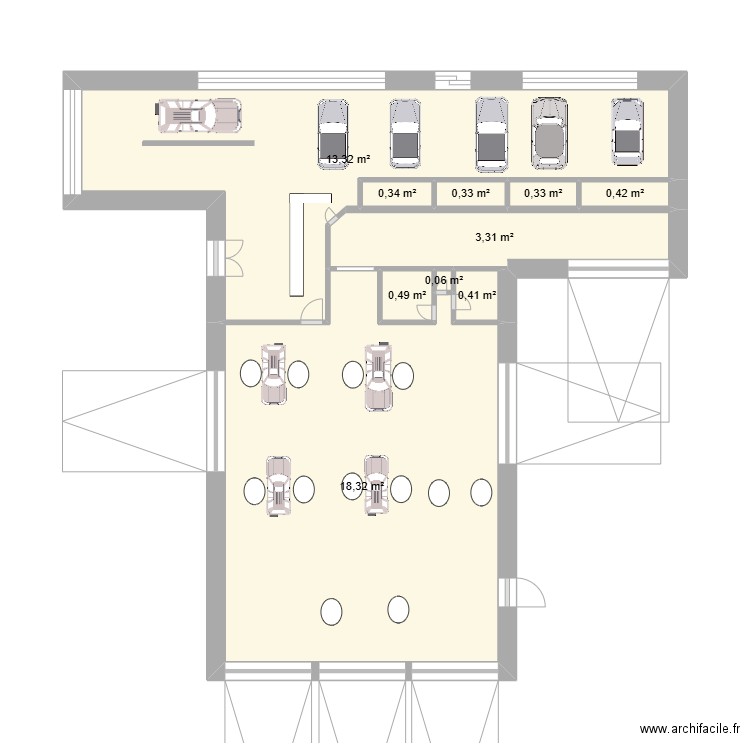 vw atelier. Plan de 10 pièces et 37 m2