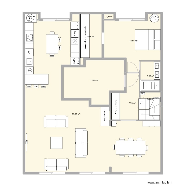 de gaulle Pornichet v3. Plan de 9 pièces et 120 m2