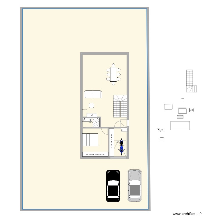 maison V1. Plan de 2 pièces et 6 m2