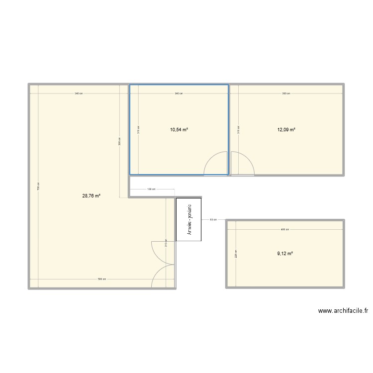 V01. Plan de 4 pièces et 61 m2