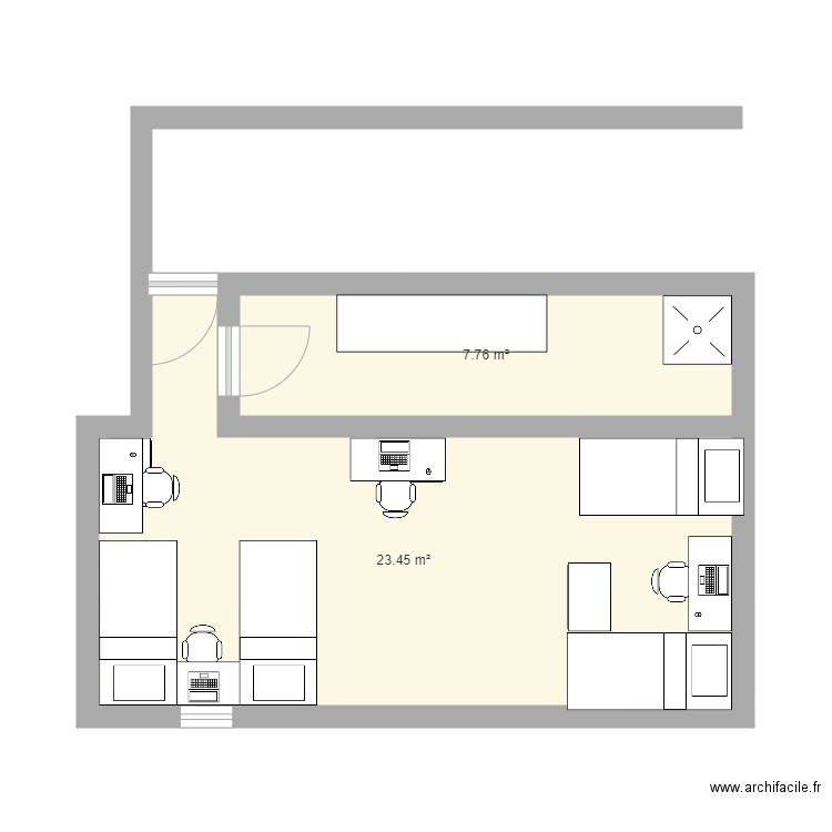 plan. Plan de 2 pièces et 31 m2