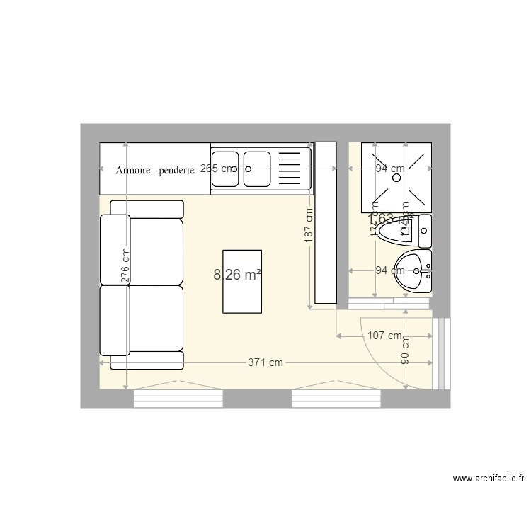 studio. Plan de 0 pièce et 0 m2