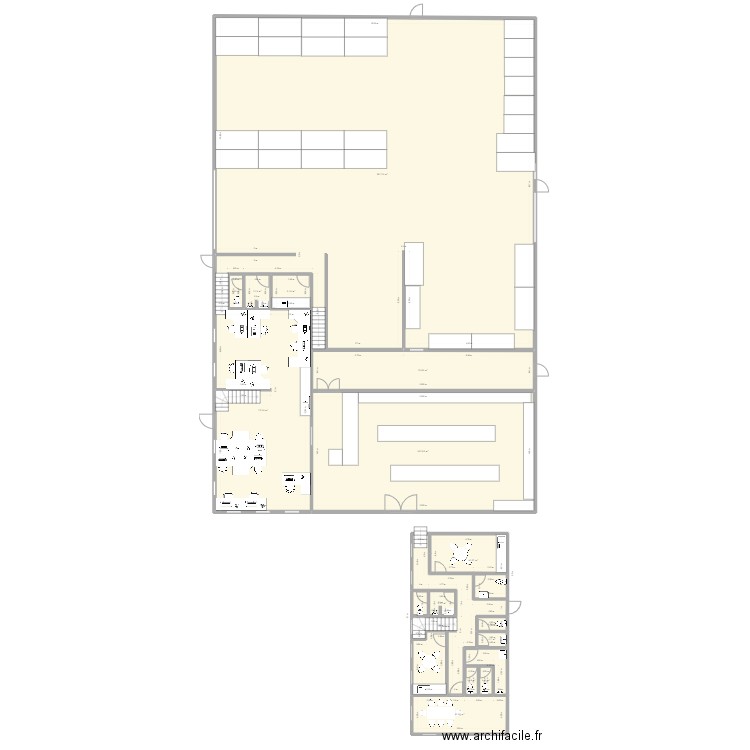 new layout with 20m width. Plan de 16 pièces et 679 m2