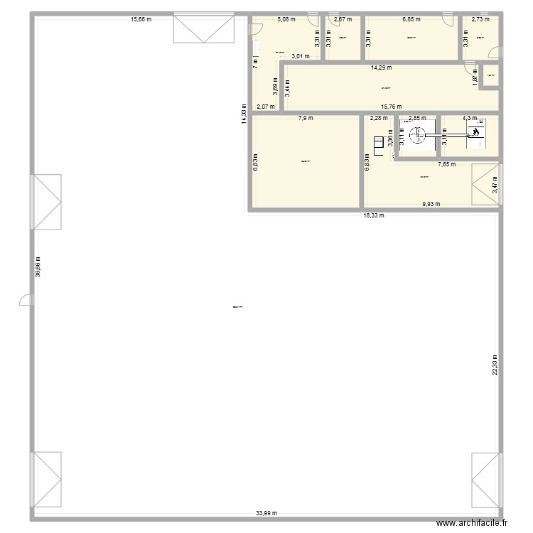 atelier. Plan de 11 pièces et 1220 m2