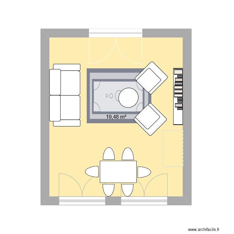 Salon_Projet. Plan de 1 pièce et 19 m2