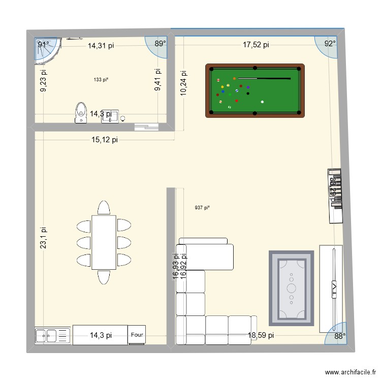 Maison de rêve. Plan de 2 pièces et 99 m2