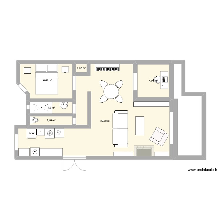 plan . Plan de 6 pièces et 47 m2