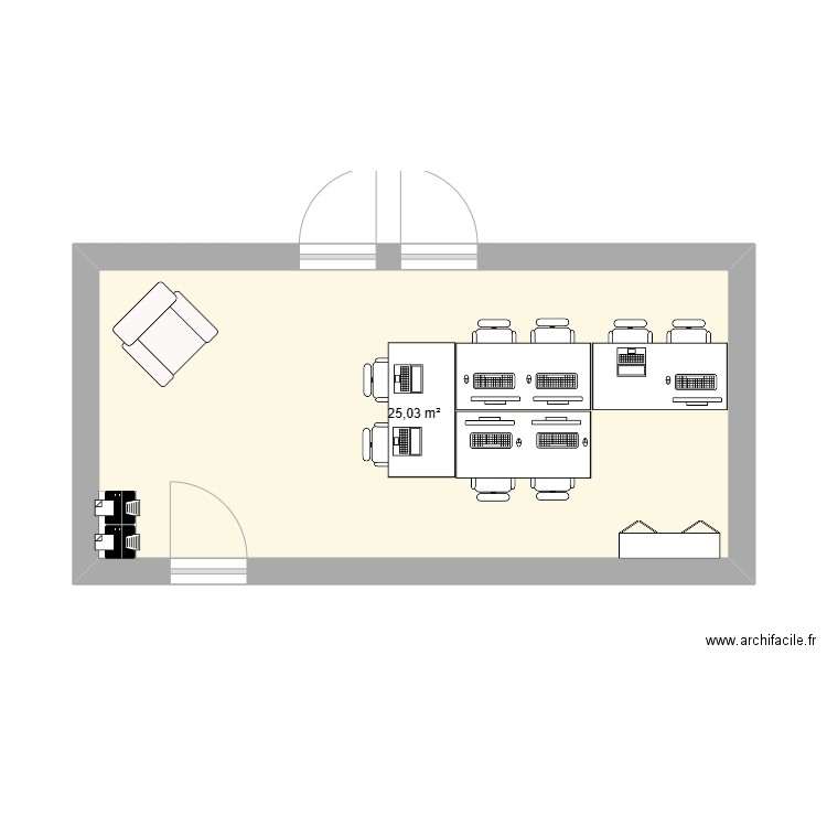 Salle de naissance version 2. Plan de 1 pièce et 25 m2