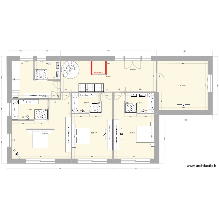 Andorra Chalet V5 600M2 V5 sans mezzanine. Plan de 20 pièces et 751 m2