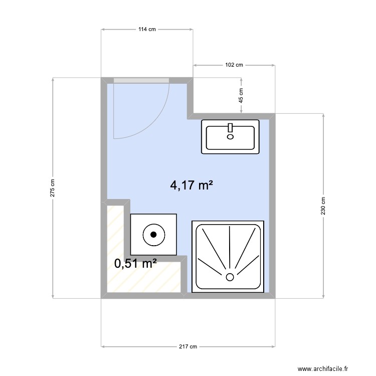 SDB VERO. Plan de 2 pièces et 5 m2