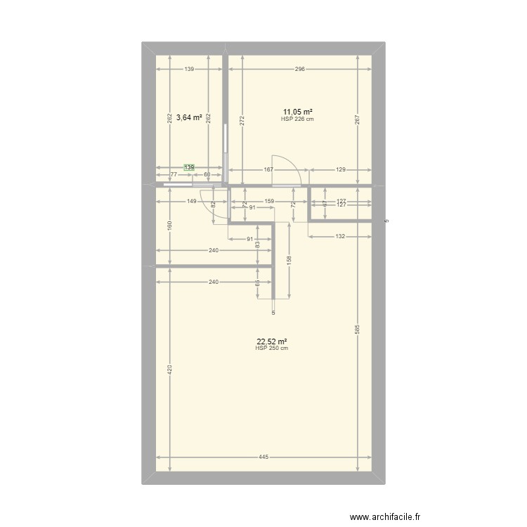 CAMBUSE. Plan de 3 pièces et 37 m2