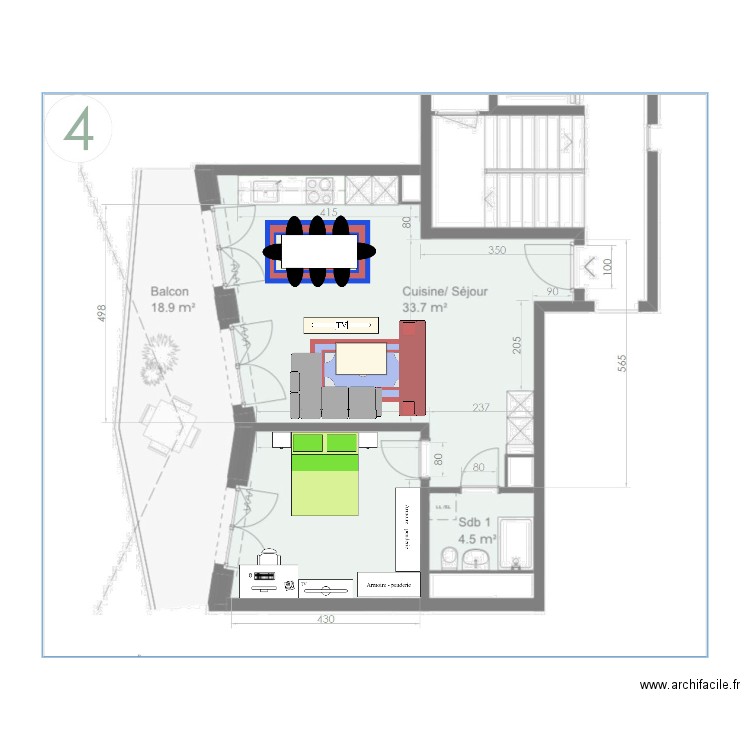 appartement T4 V.1. Plan de 0 pièce et 0 m2