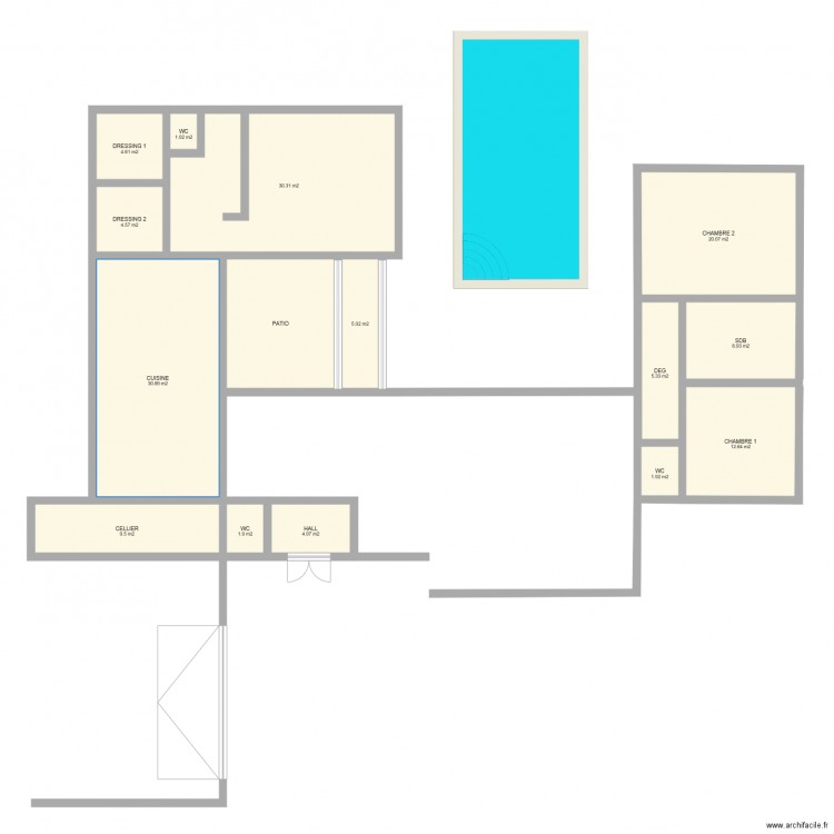 maison toit plat patio a finir. Plan de 0 pièce et 0 m2