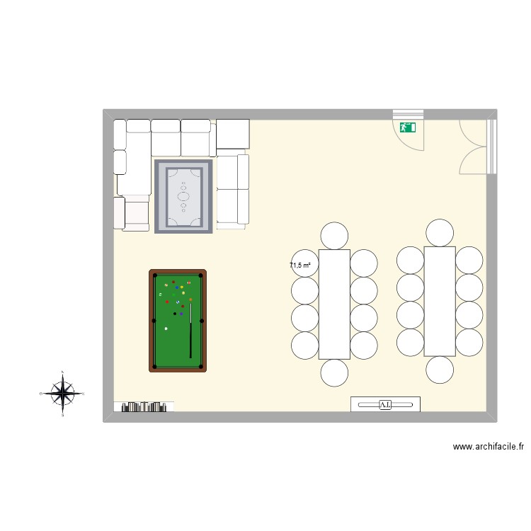 Serre de tomates réfectoire. Plan de 1 pièce et 72 m2