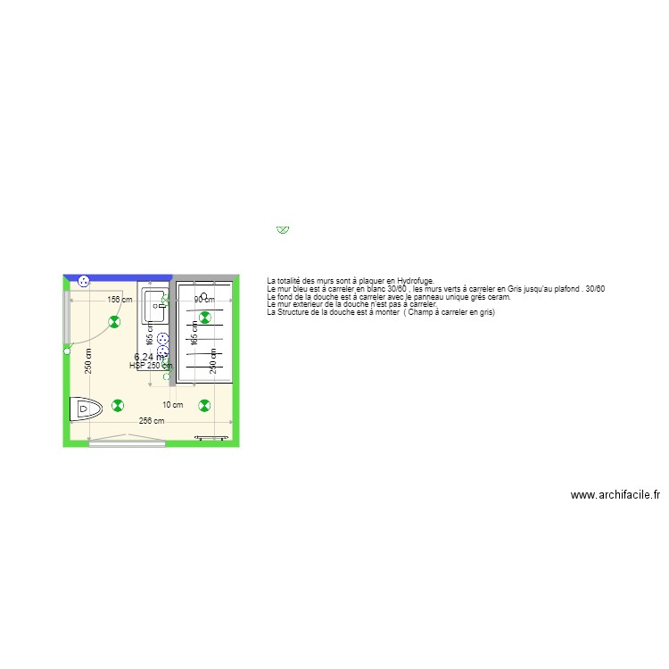 Salle de douche Placo et Faience. Plan de 0 pièce et 0 m2