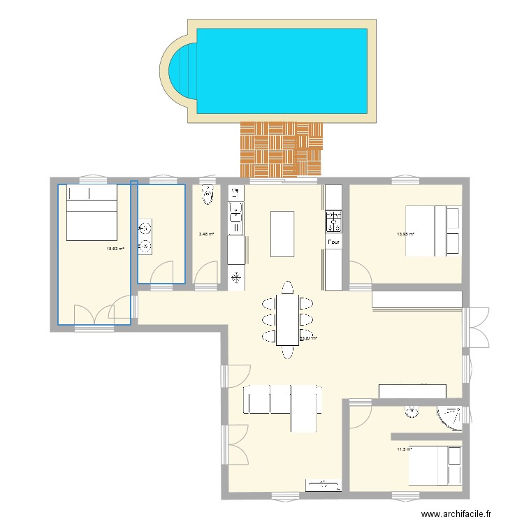 villa avec cuisine en haut. Plan de 0 pièce et 0 m2