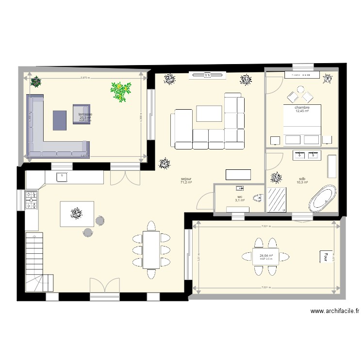 etage rdc 1. Plan de 0 pièce et 0 m2