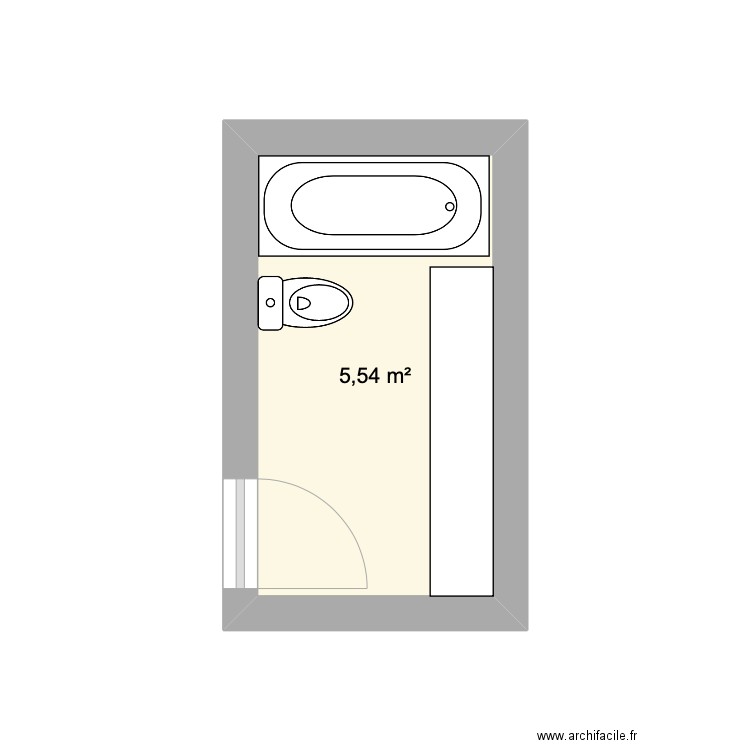 sdb. Plan de 1 pièce et 6 m2