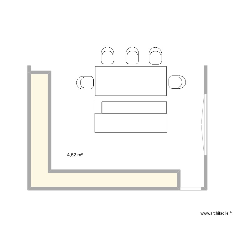 cuisine option 2. Plan de 1 pièce et 5 m2