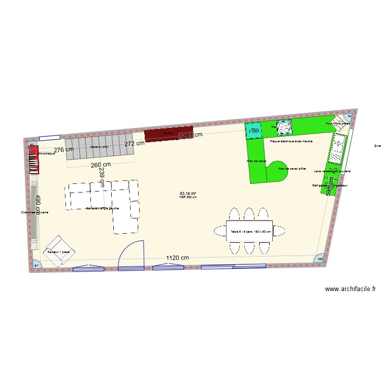 maison43. Plan de 1 pièce et 63 m2