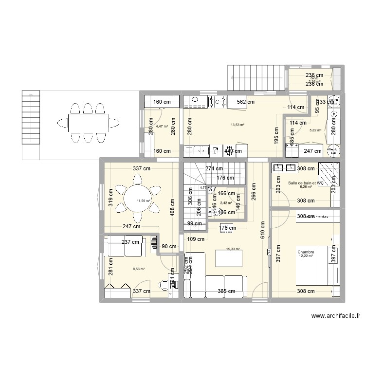 groneau projet. Plan de 11 pièces et 87 m2