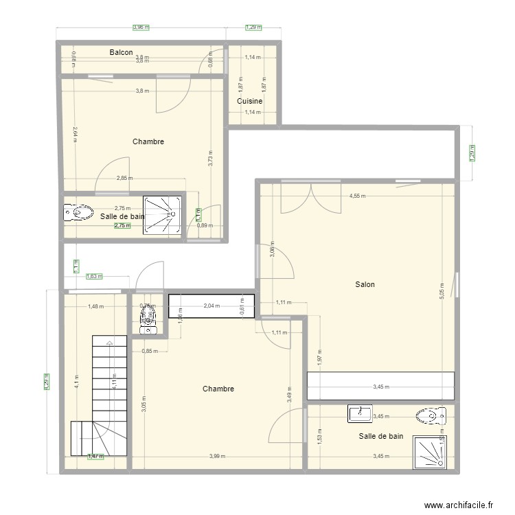 plan2. Plan de 9 pièces et 66 m2