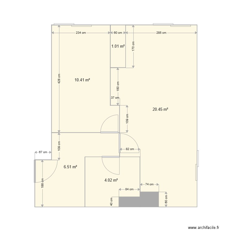 plan vide - Plan 7 pièces 43 m2 dessiné par Maxwell44300