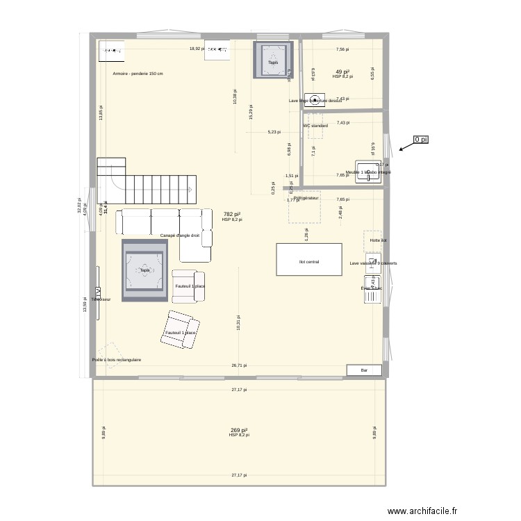 Plan RC 8 octobre. Plan de 3 pièces et 102 m2