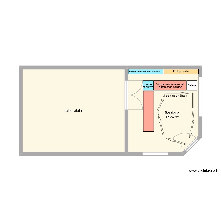 Grain. Plan de 2 pièces et 33 m2