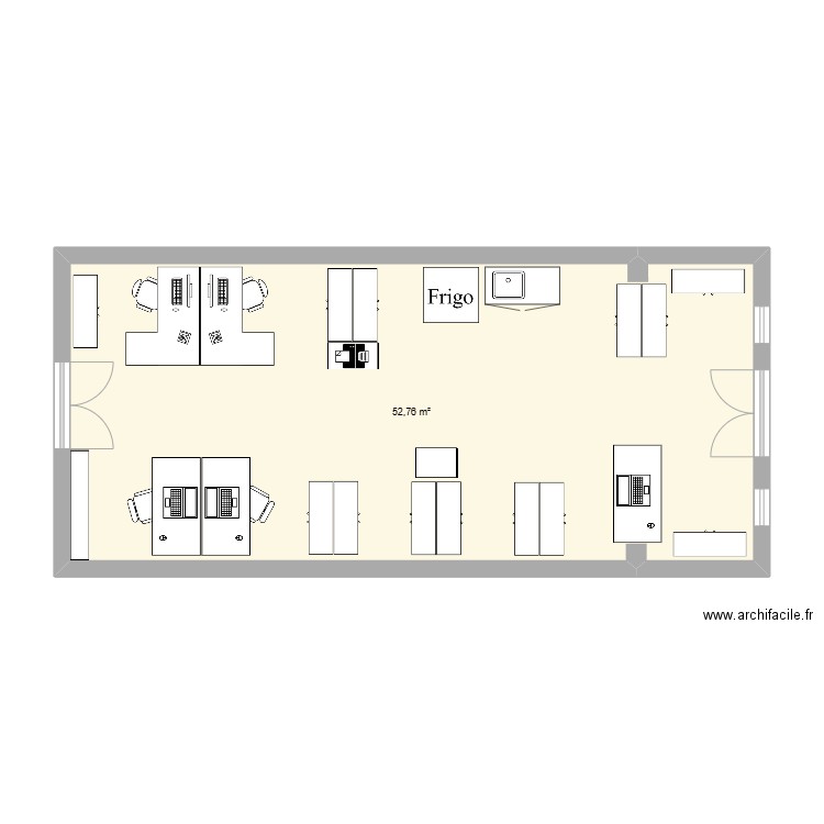 Bureau3. Plan de 1 pièce et 53 m2