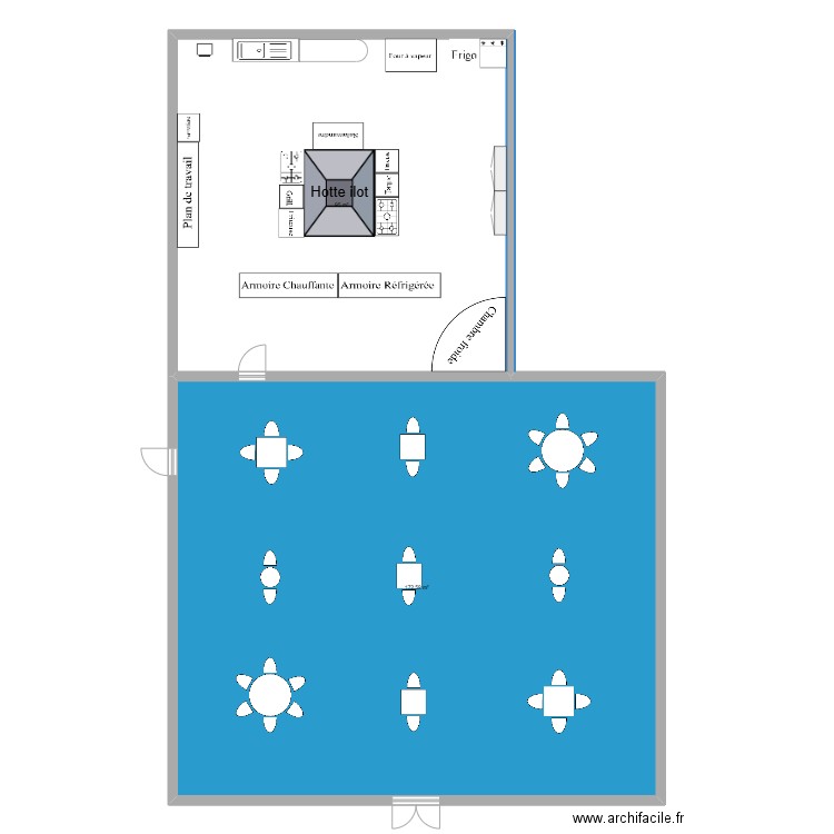 Restaurant. Plan de 2 pièces et 268 m2