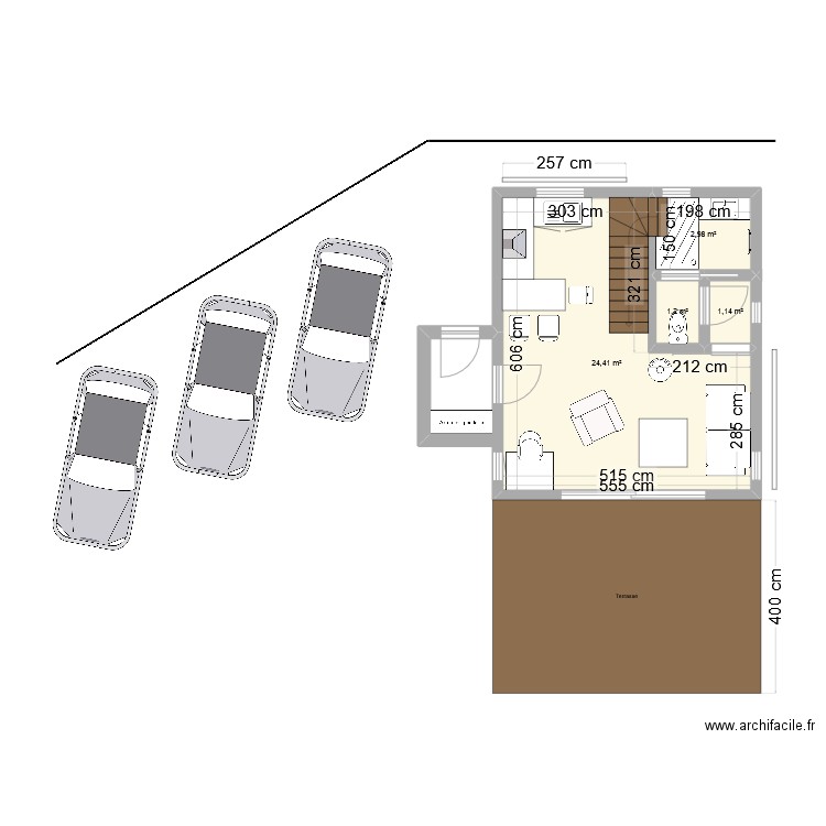 Casa Parking Proche. Plan de 4 pièces et 30 m2