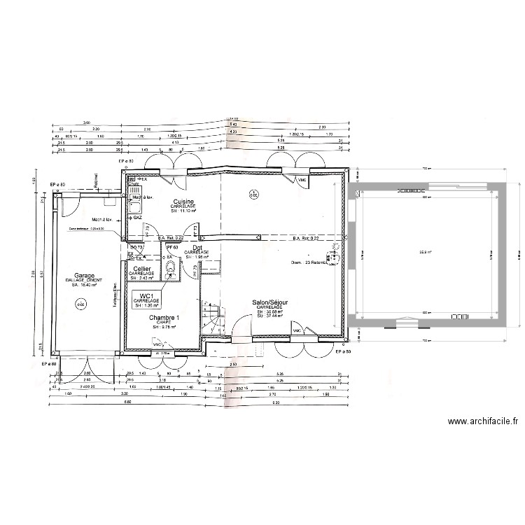 Agrandissement. Plan de 0 pièce et 0 m2