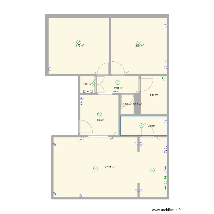 appartement plante. Plan de 10 pièces et 73 m2