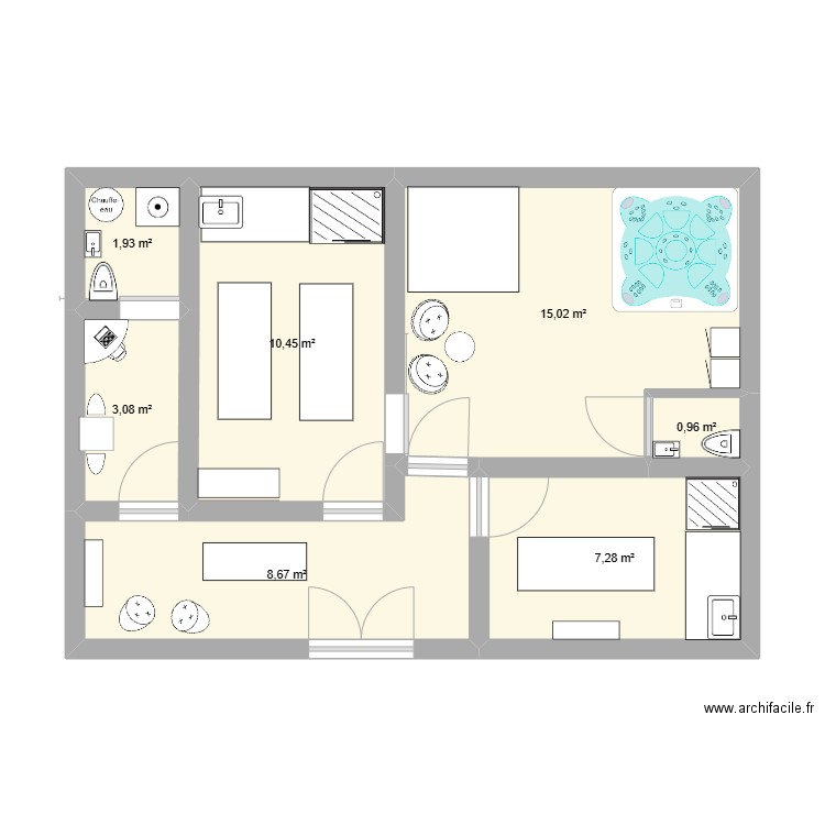 exposé jeudi. Plan de 7 pièces et 47 m2