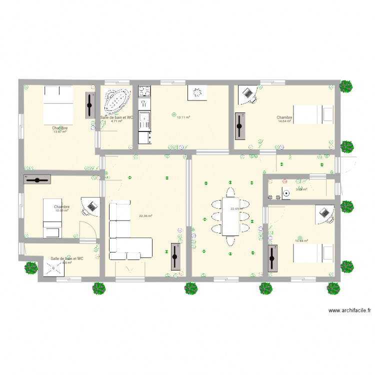 MAISON cameroun  Plan 10 pièces 121 m2 dessiné par Installateur45