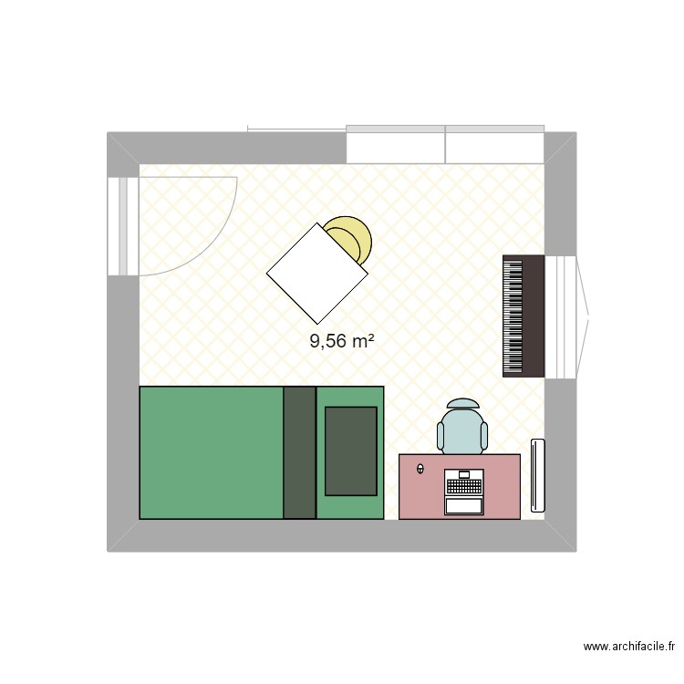 Chambre Lya. Plan de 1 pièce et 10 m2