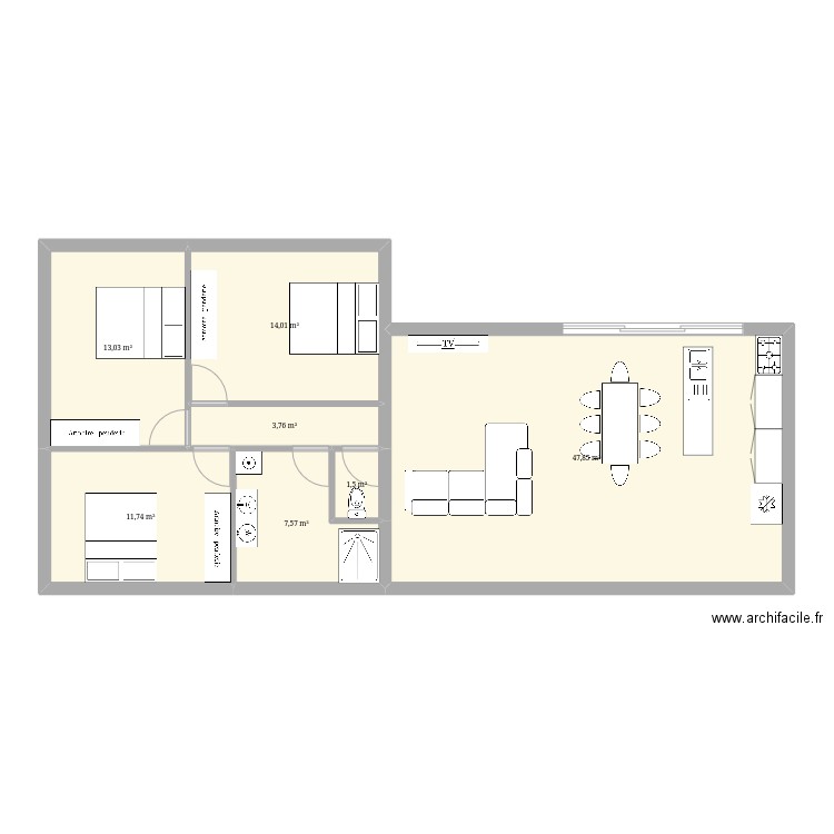 maison 1. Plan de 7 pièces et 99 m2